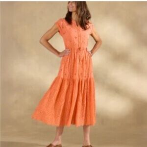 Sundance Brea Vibrant Coral Eyelet Dress